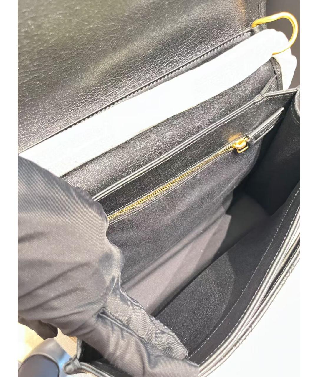 SAINT LAURENT Черная кожаная сумка через плечо, фото 5