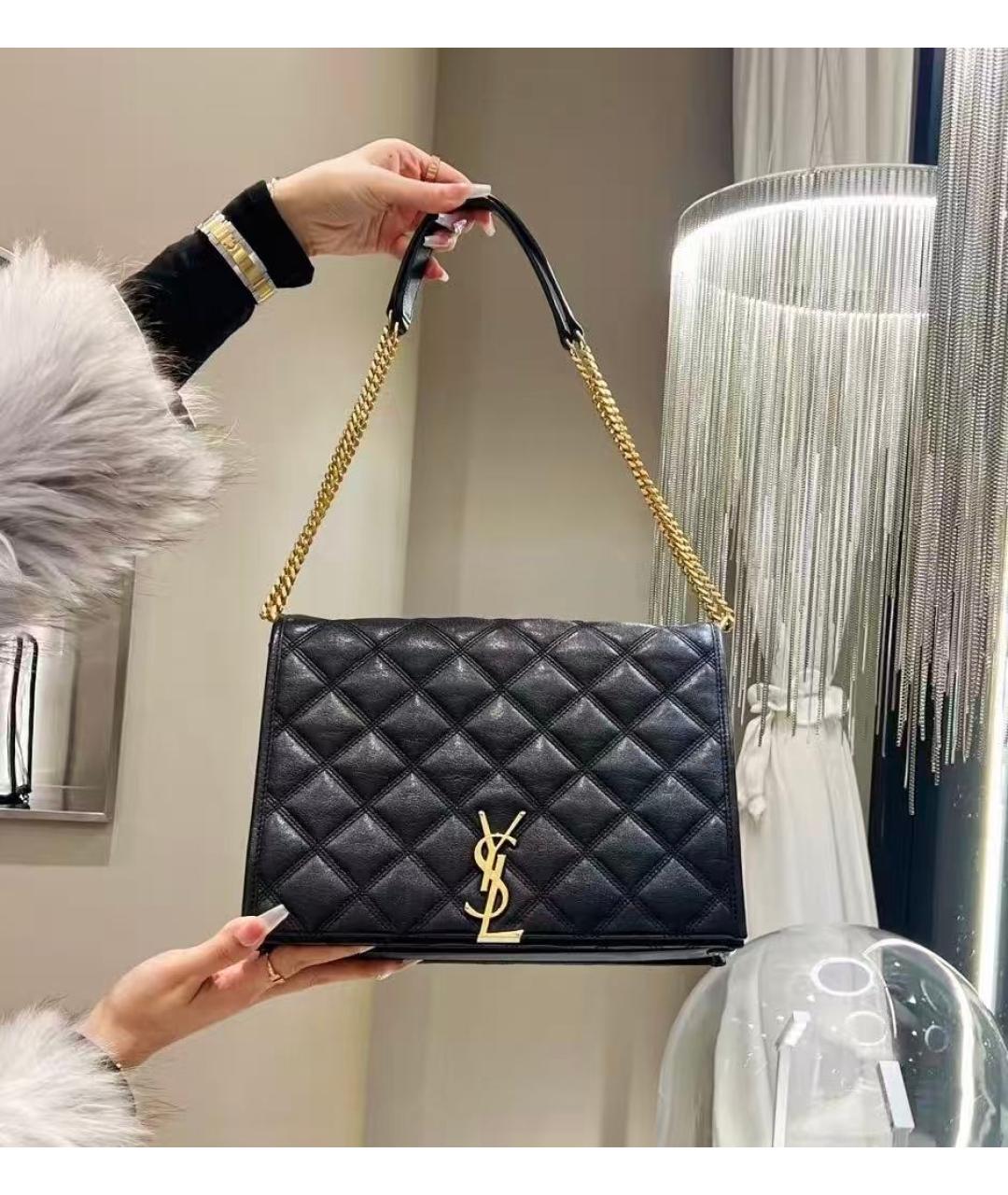 SAINT LAURENT Черная кожаная сумка через плечо, фото 7