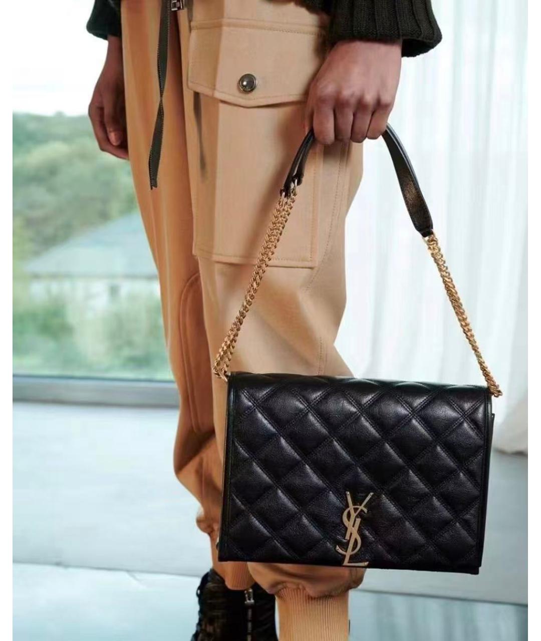 SAINT LAURENT Черная кожаная сумка через плечо, фото 6