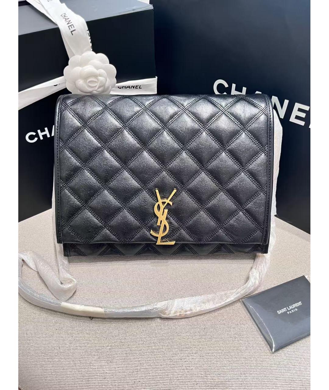 SAINT LAURENT Черная кожаная сумка через плечо, фото 2