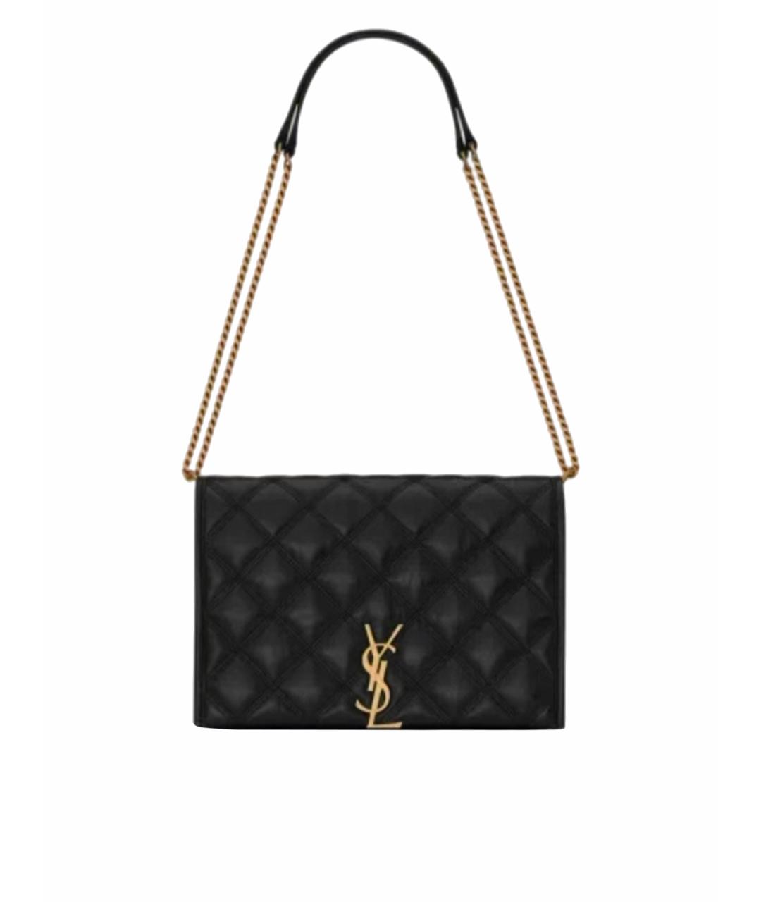SAINT LAURENT Черная кожаная сумка через плечо, фото 1