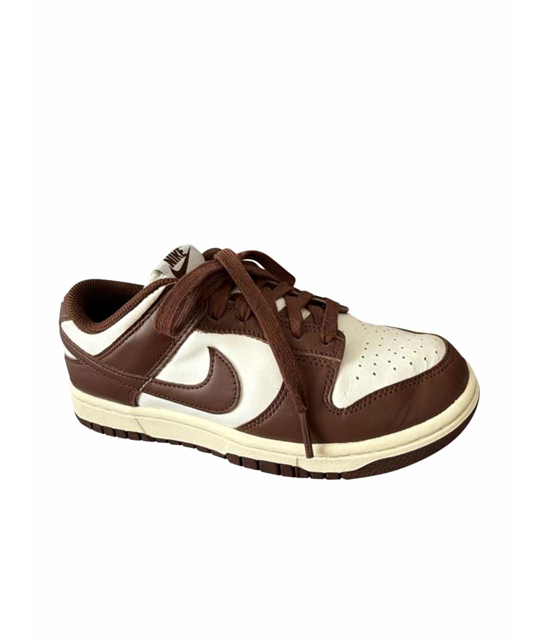 NIKE Коричневые кеды из искусственной кожи, фото 1