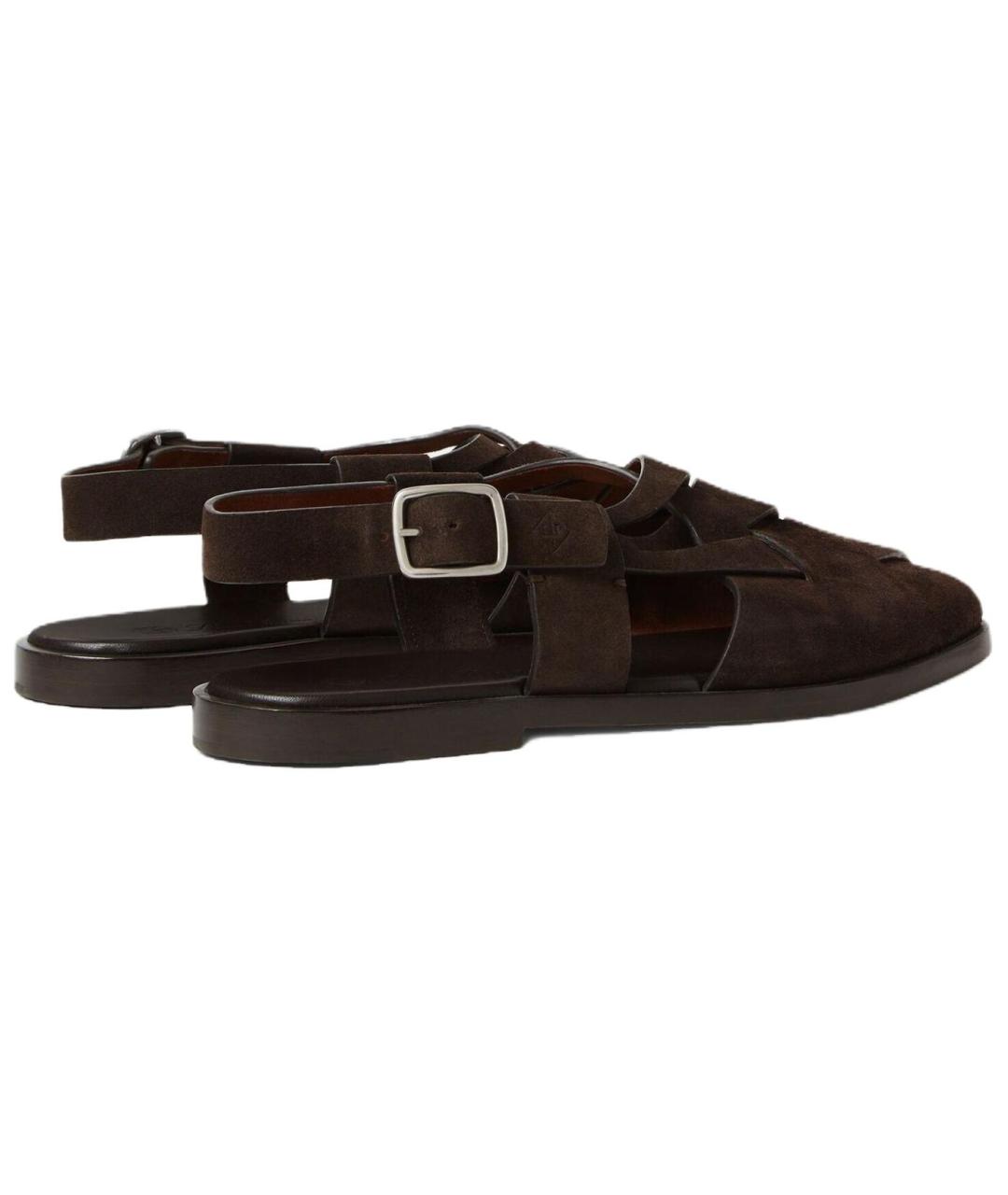 LORO PIANA Коричневые замшевые сандалии, фото 4