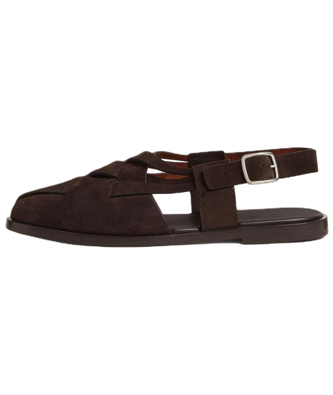 LORO PIANA Коричневые замшевые сандалии, фото 2