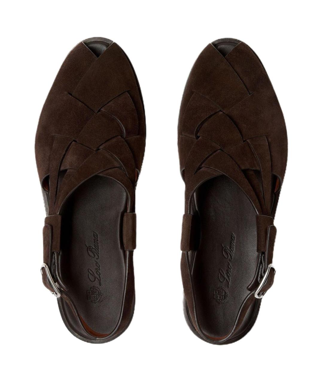 LORO PIANA Коричневые замшевые сандалии, фото 5