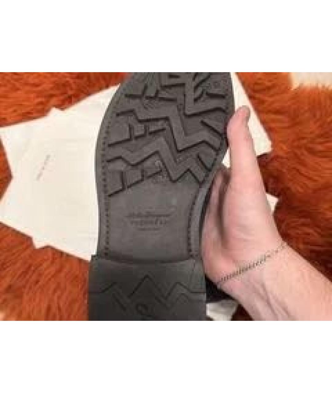 FERRAGAMO Темно-синие кожаные высокие ботинки, фото 5