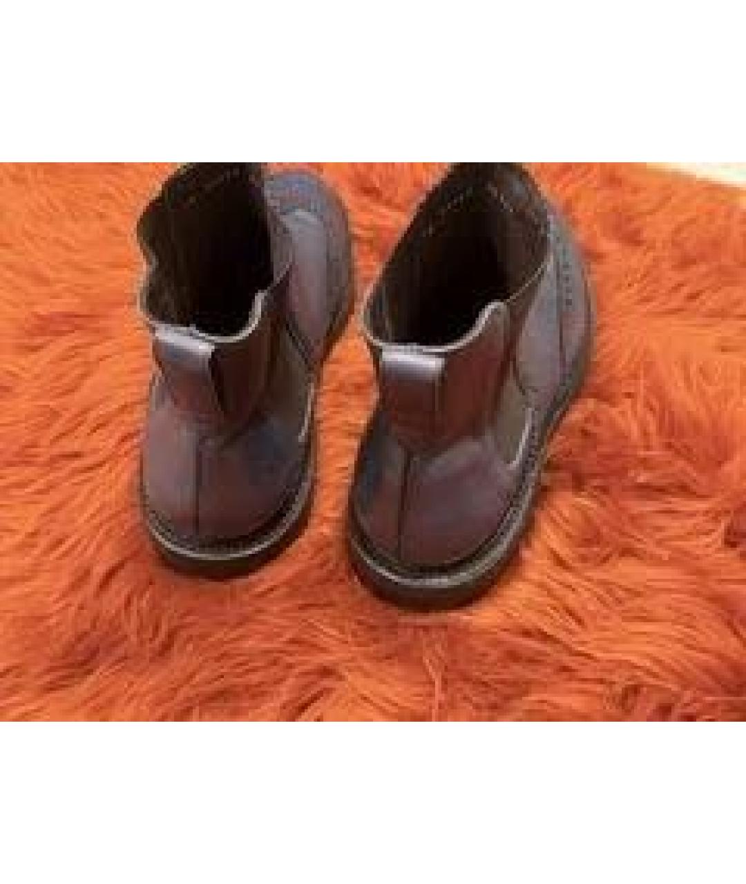 FERRAGAMO Темно-синие кожаные высокие ботинки, фото 4