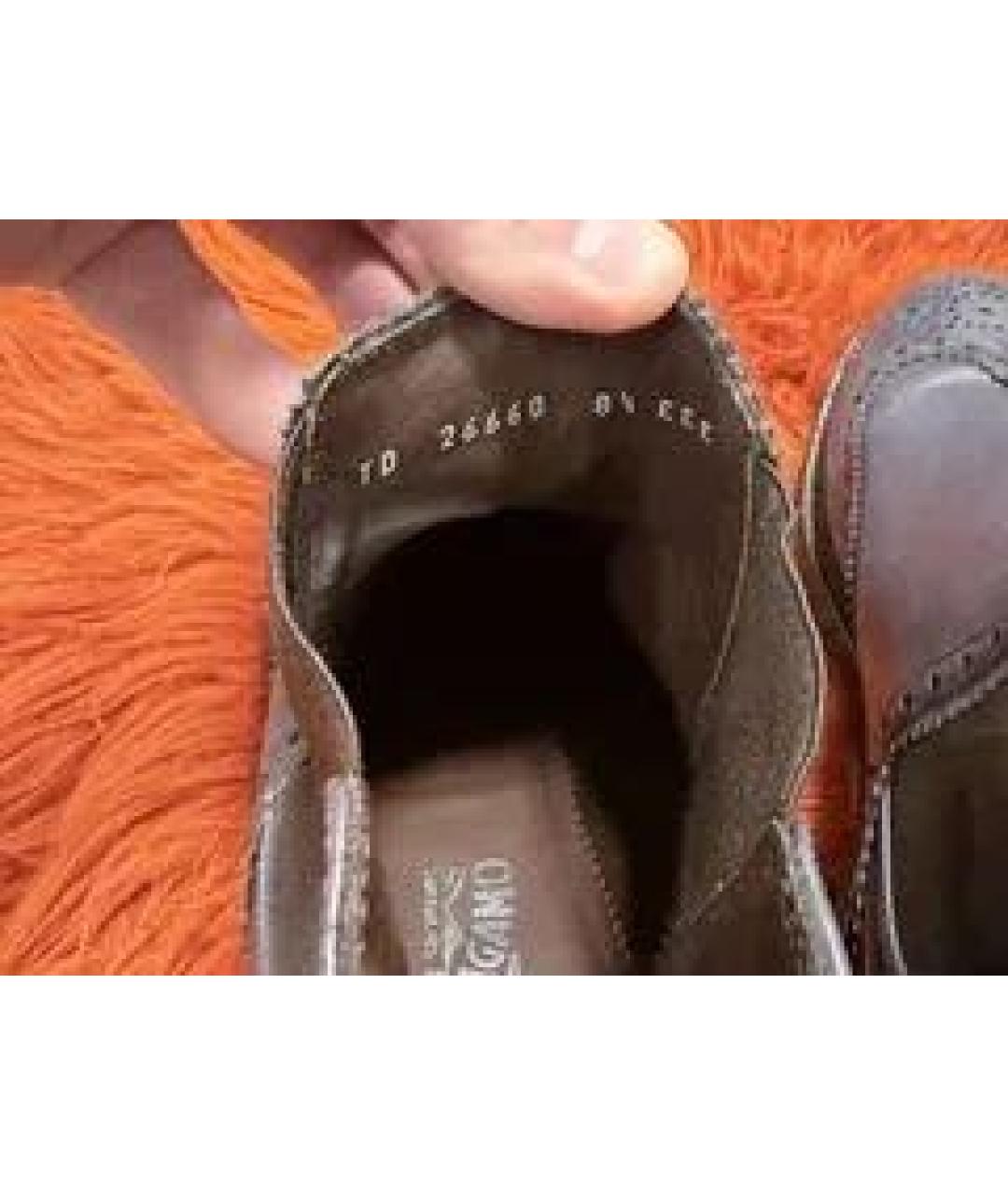 FERRAGAMO Темно-синие кожаные высокие ботинки, фото 7