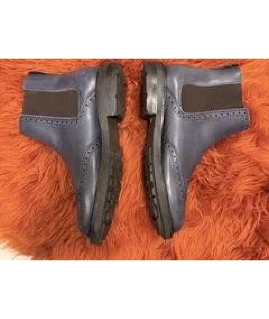 FERRAGAMO Темно-синие кожаные высокие ботинки, фото 6