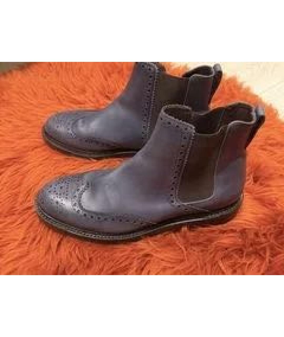 FERRAGAMO Темно-синие кожаные высокие ботинки, фото 8