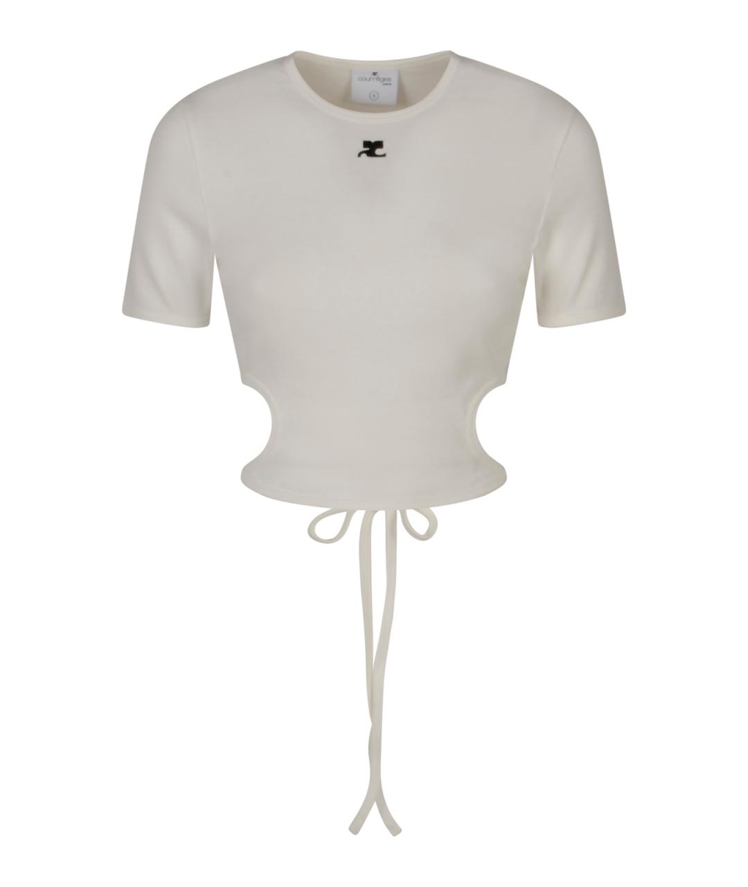 COURREGES Белая хлопковая футболка, фото 1