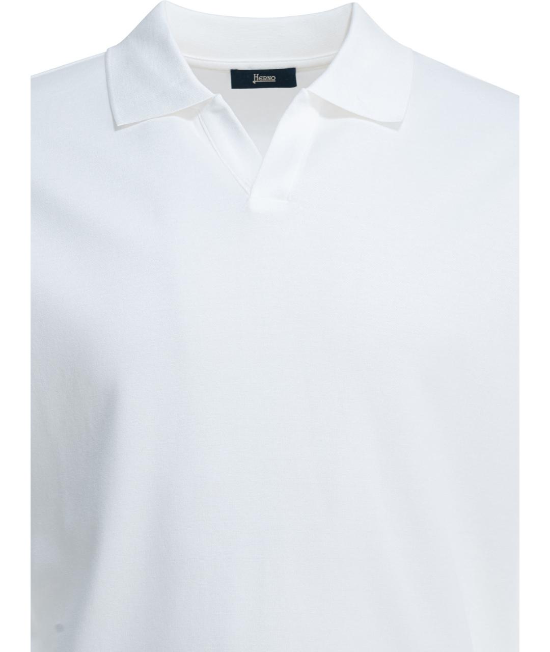 HERNO Белое хлопковое поло с коротким рукавом, фото 3