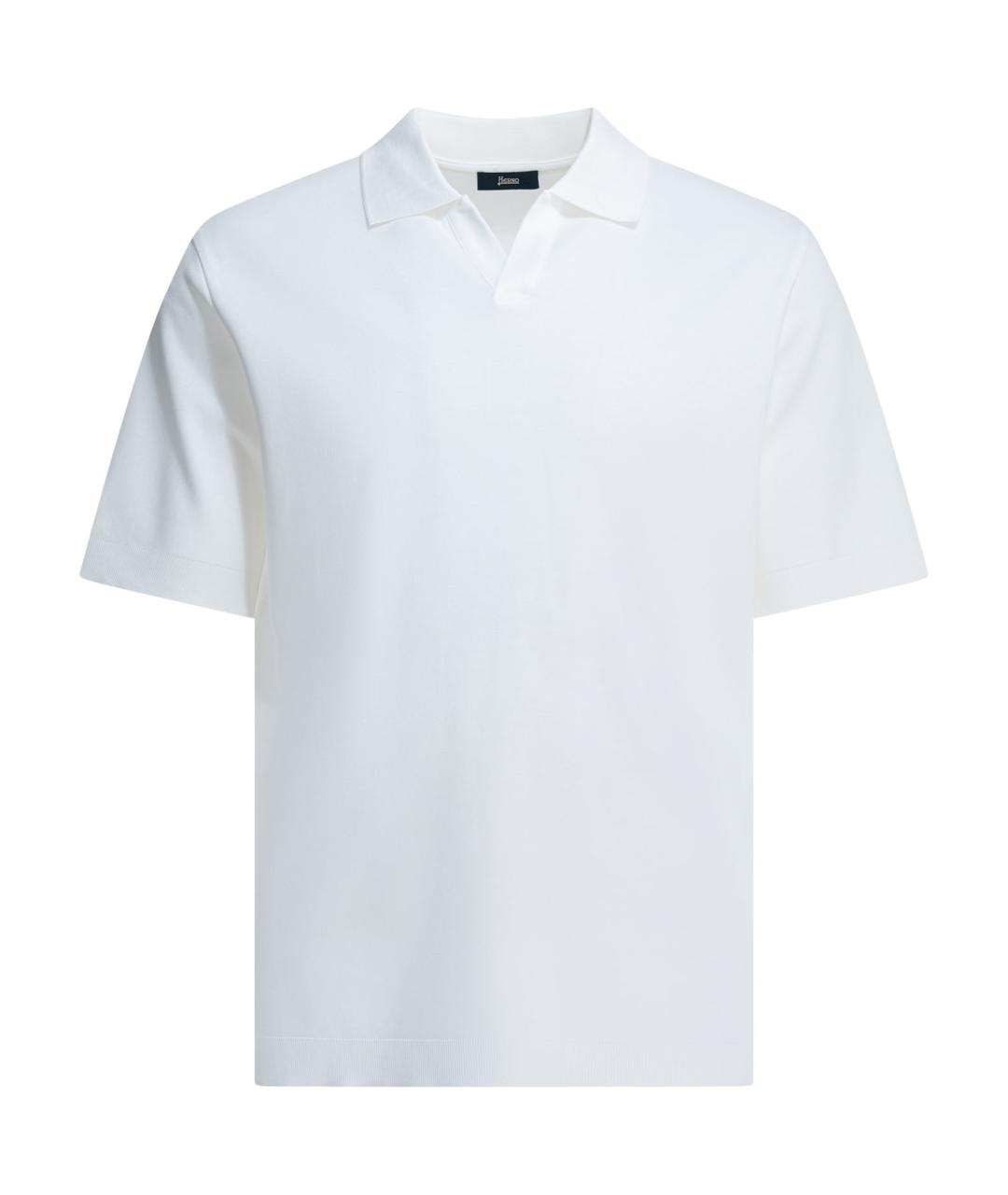 HERNO Белое хлопковое поло с коротким рукавом, фото 1
