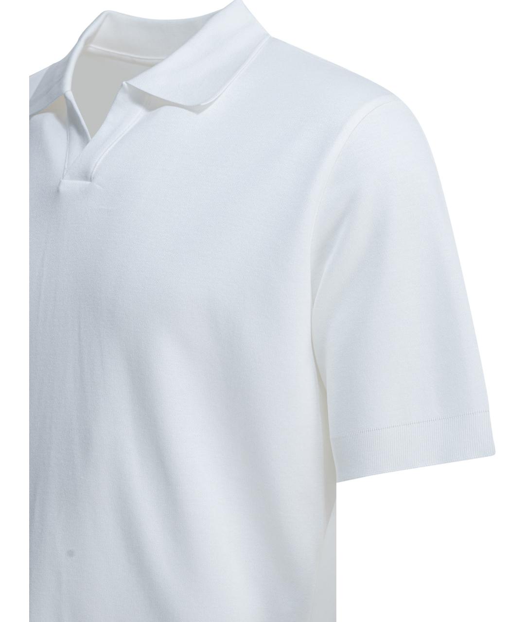 HERNO Белое хлопковое поло с коротким рукавом, фото 4