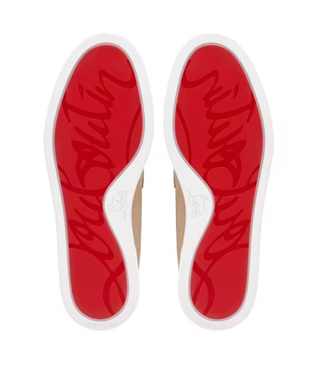 CHRISTIAN LOUBOUTIN Бежевые кожаные лоферы, фото 3