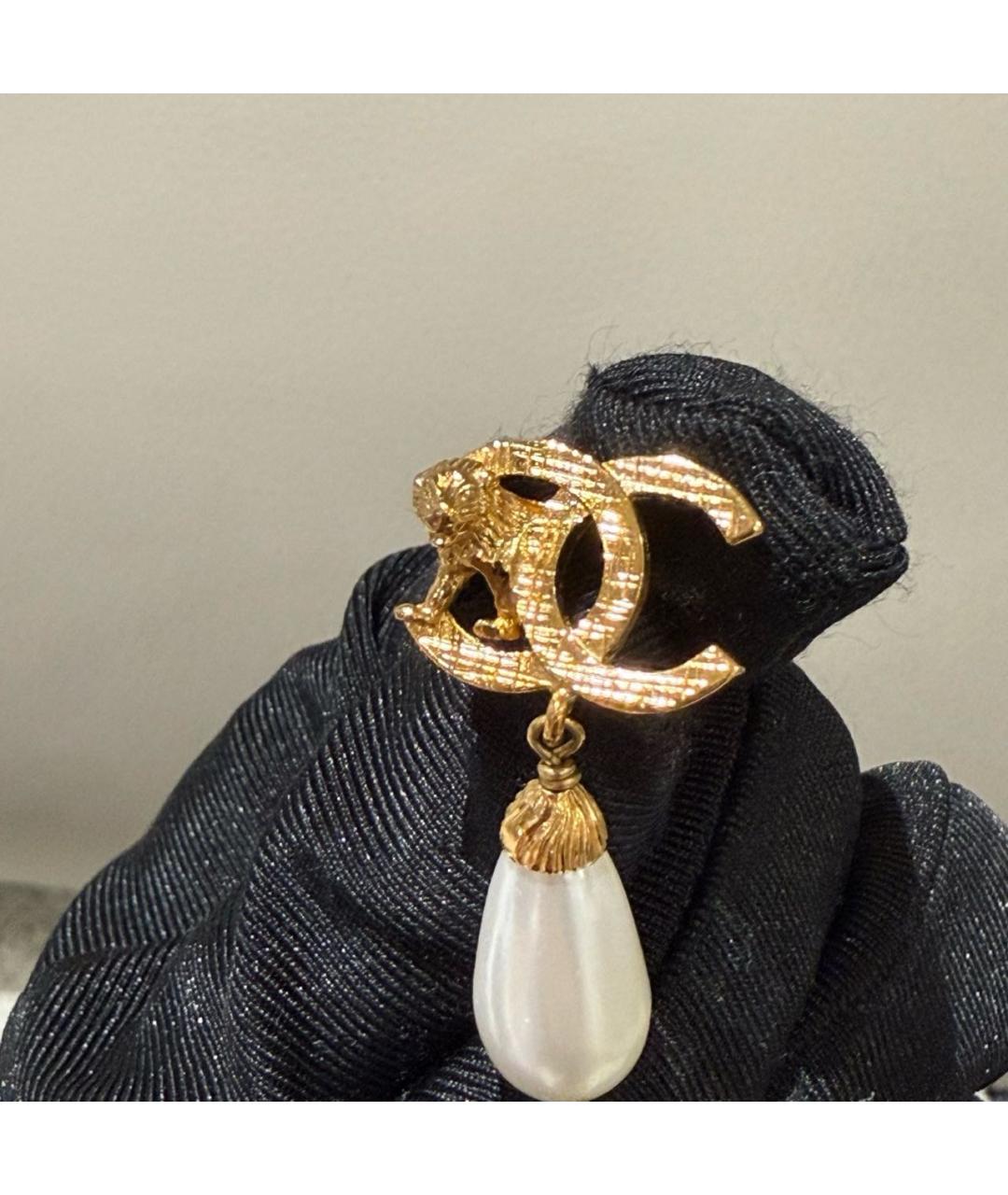 CHANEL Золотые металлические серьги, фото 8