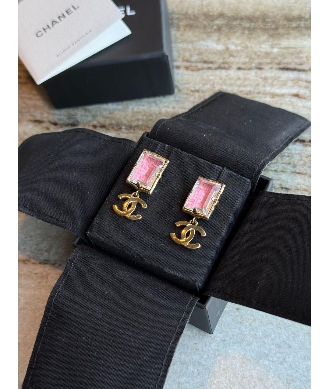 CHANEL Розовые металлические серьги, фото 2