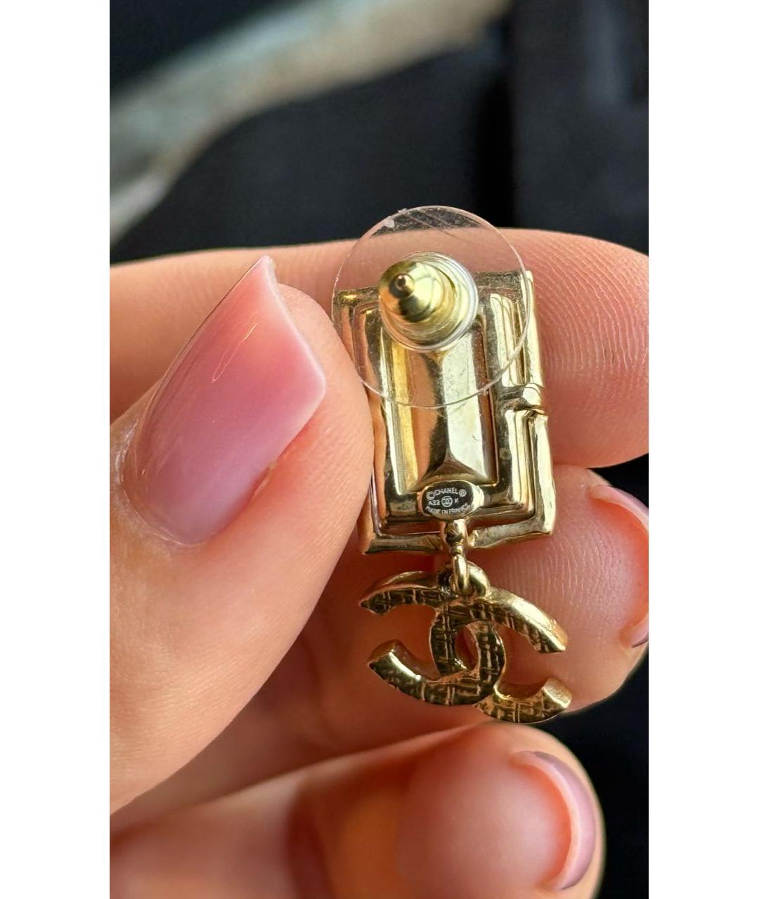 CHANEL Розовые металлические серьги, фото 4