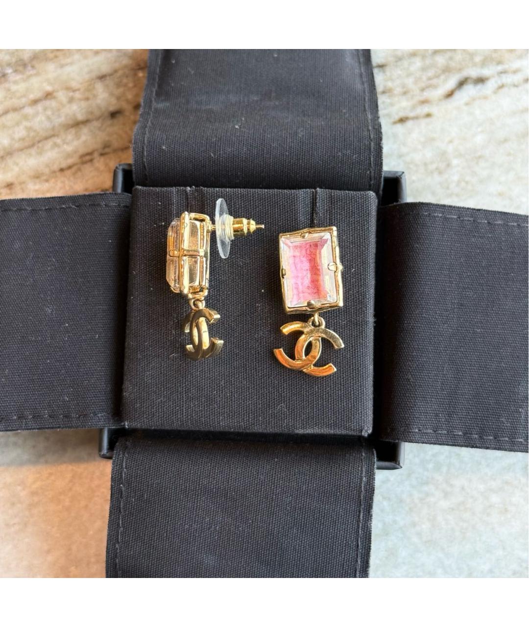 CHANEL Розовые металлические серьги, фото 5