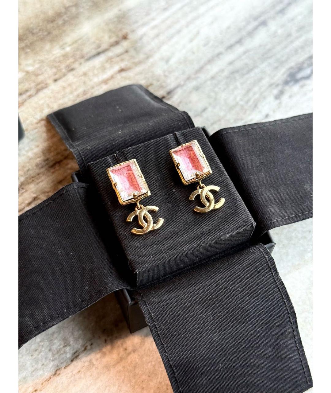 CHANEL Розовые металлические серьги, фото 3