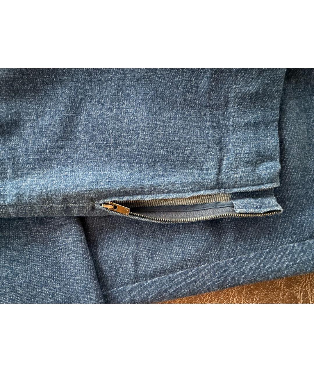 LORO PIANA Синие хлопковые брюки узкие, фото 4