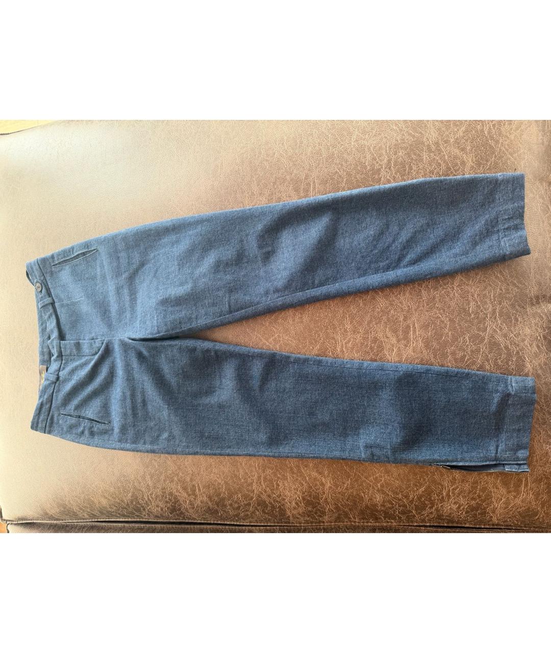 LORO PIANA Синие хлопковые брюки узкие, фото 5