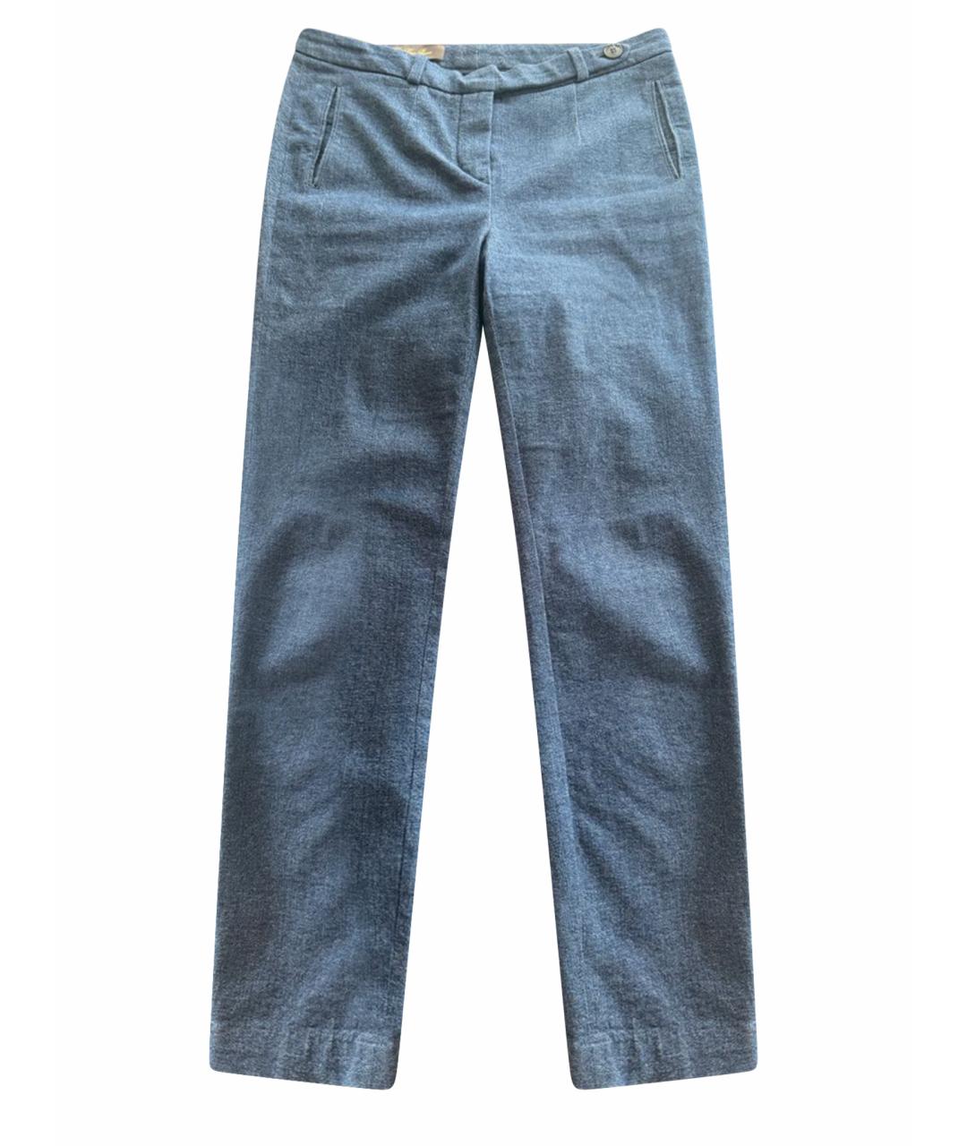 LORO PIANA Синие хлопковые брюки узкие, фото 1