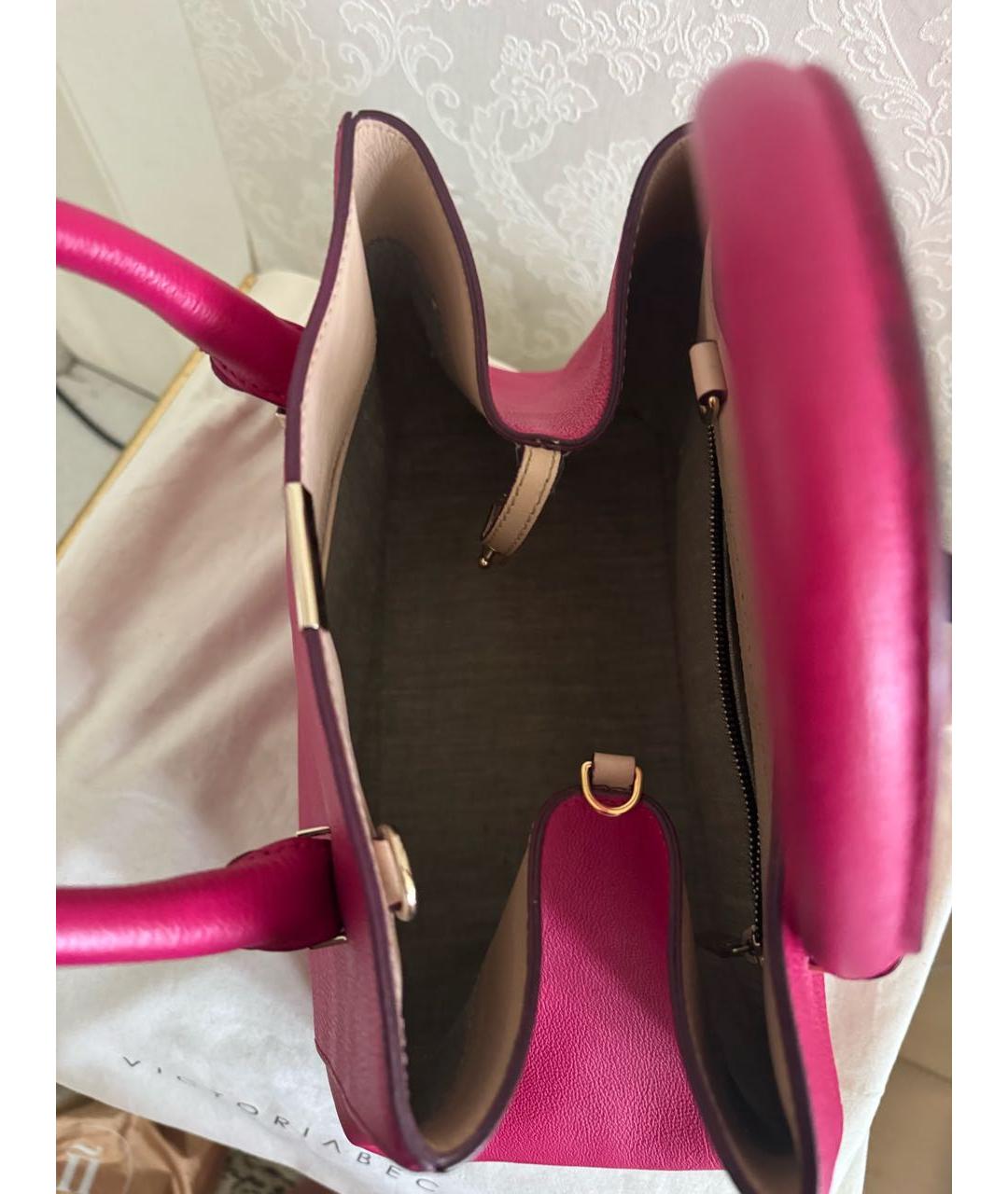 VICTORIA BECKHAM Розовая кожаная сумка с короткими ручками, фото 5