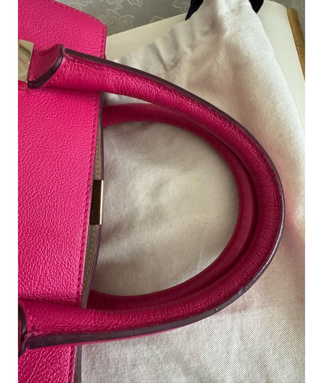 VICTORIA BECKHAM Розовая кожаная сумка с короткими ручками, фото 6