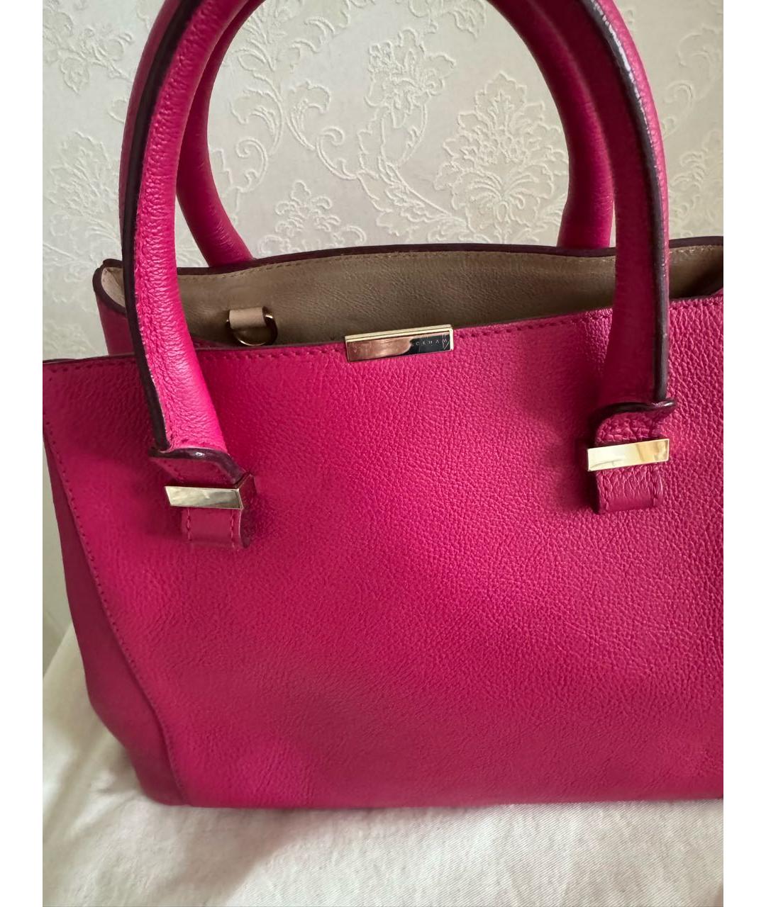 VICTORIA BECKHAM Розовая кожаная сумка с короткими ручками, фото 3