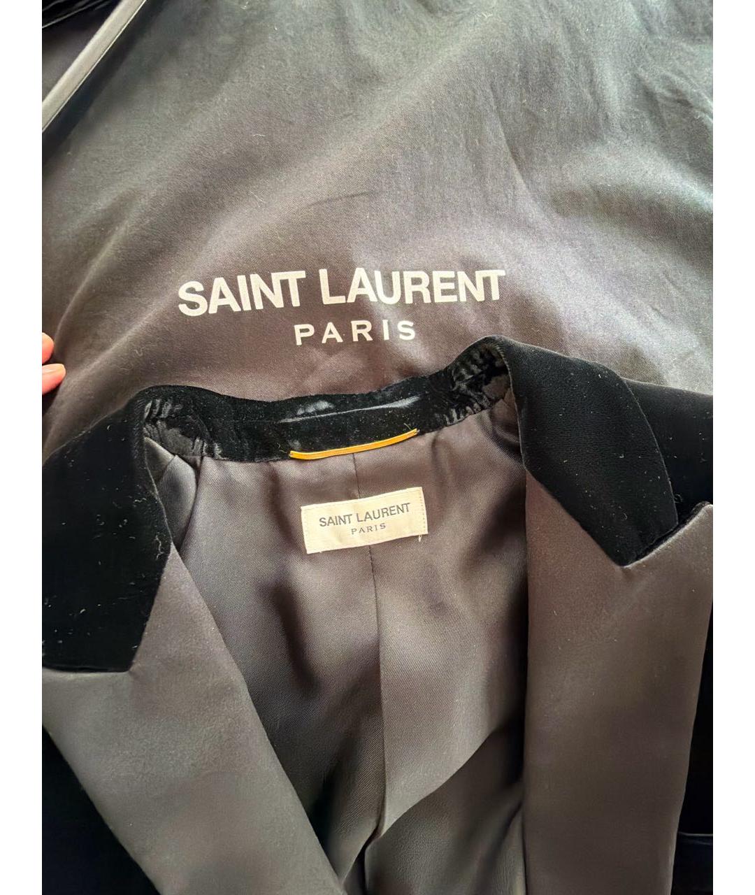 SAINT LAURENT Черный велюровый жакет/пиджак, фото 2