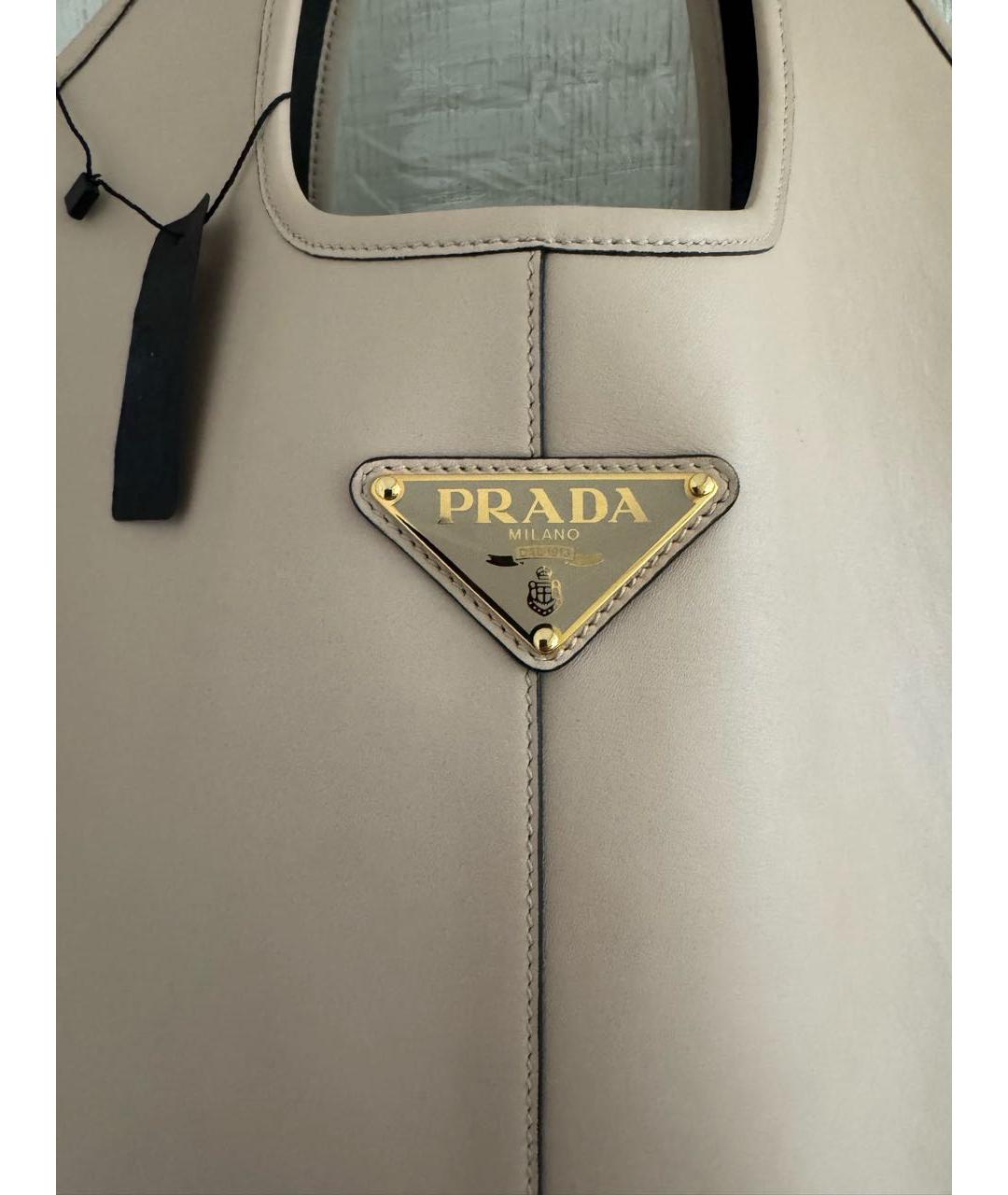 PRADA Бежевая кожаная сумка тоут, фото 6