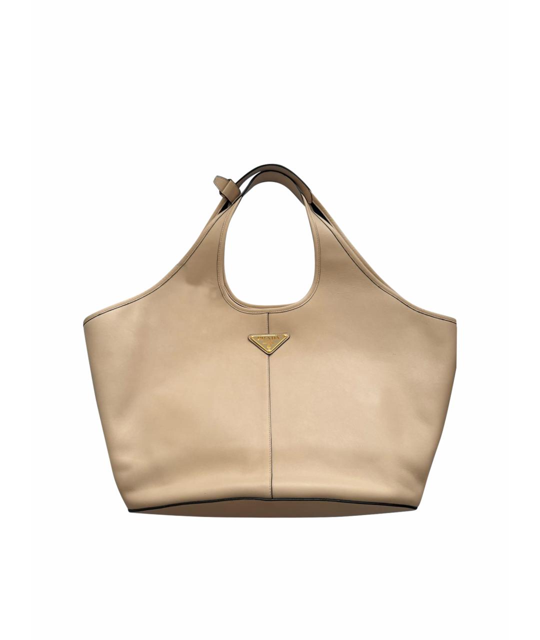PRADA Бежевая кожаная сумка тоут, фото 1