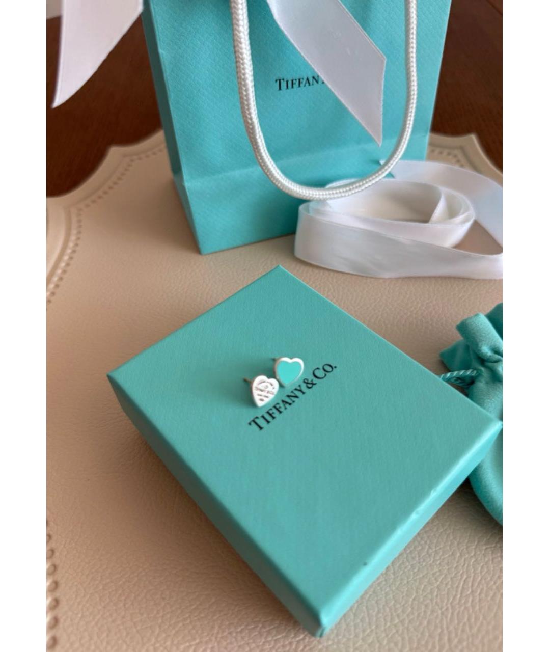 TIFFANY&CO Белые серебряные серьги, фото 2