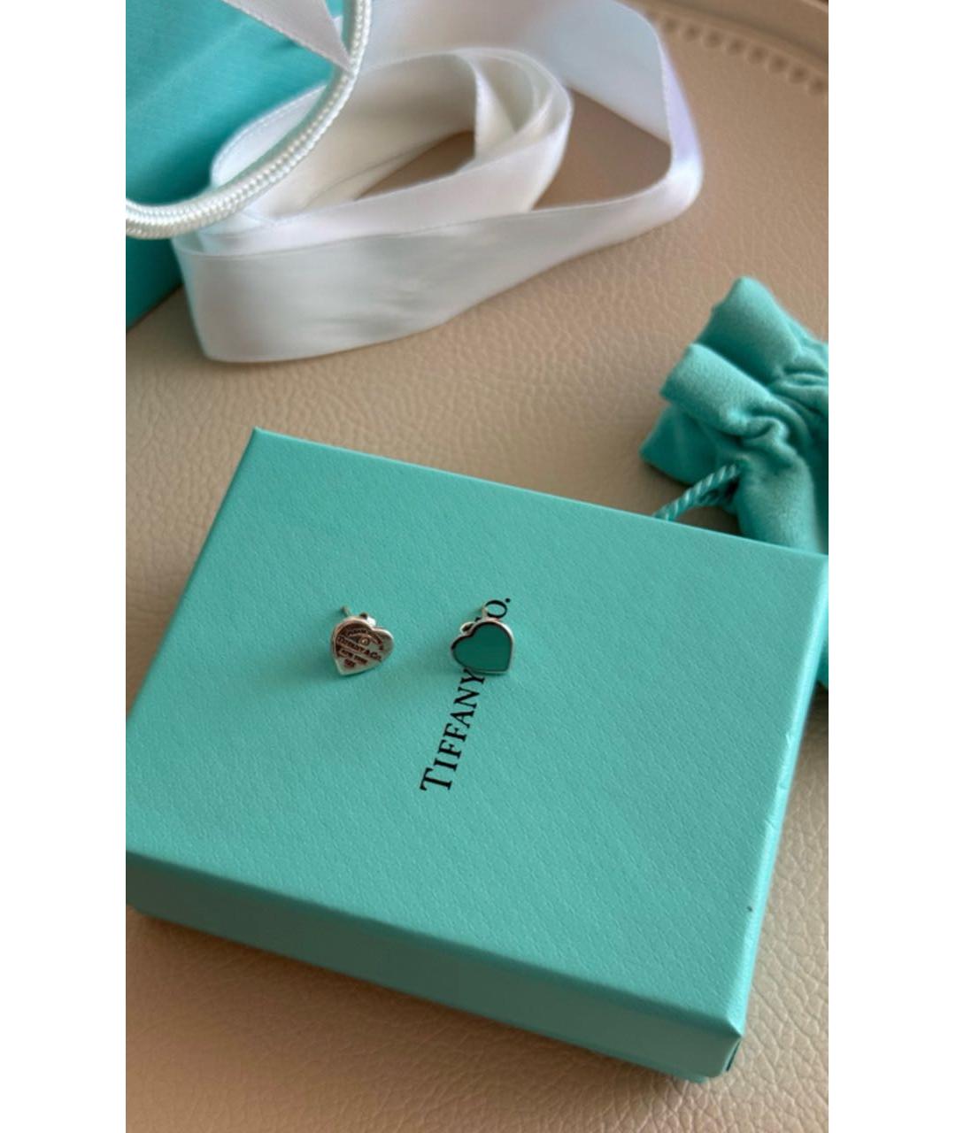 TIFFANY&CO Белые серебряные серьги, фото 3