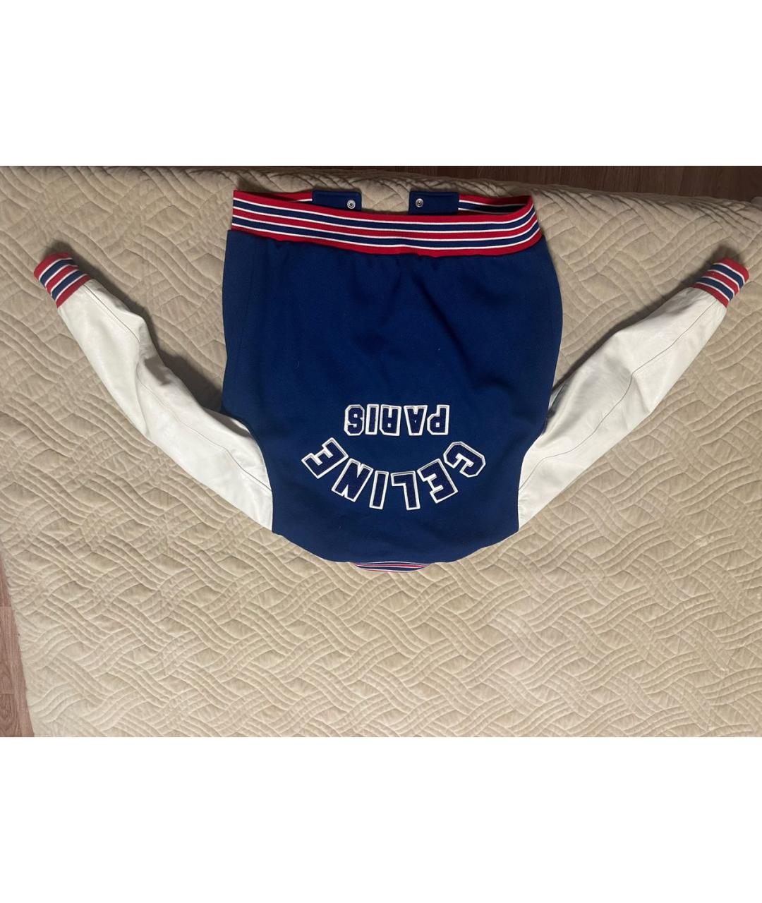 CELINE Синяя атласная спортивная куртка, фото 2