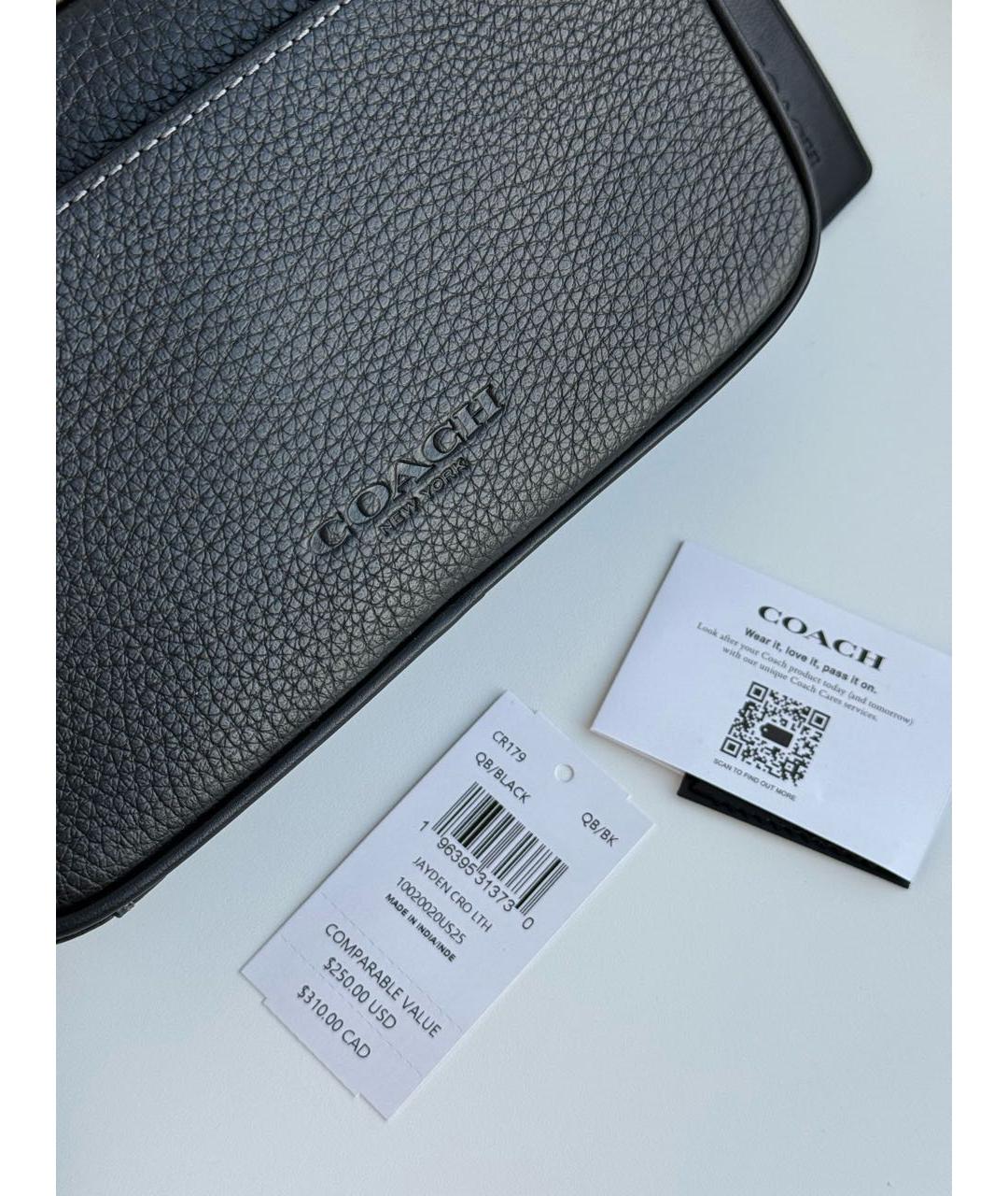 COACH Черная кожаная сумка на плечо, фото 5