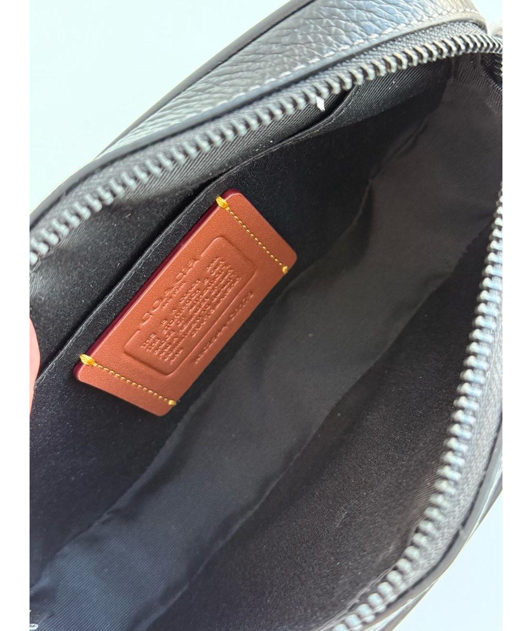 COACH Черная кожаная сумка на плечо, фото 4