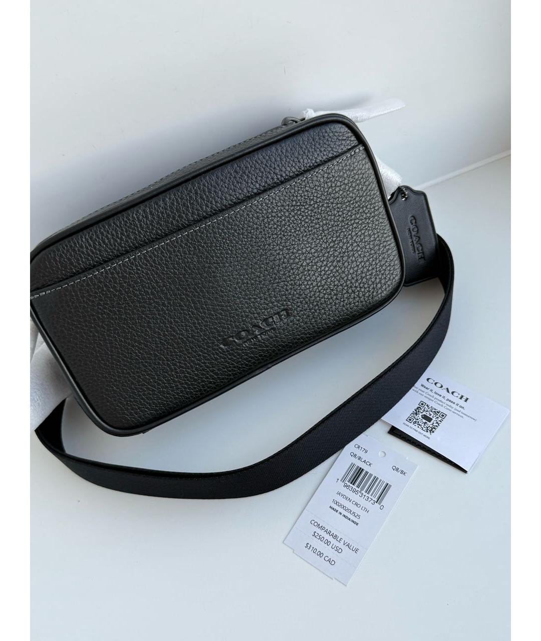 COACH Черная кожаная сумка на плечо, фото 2