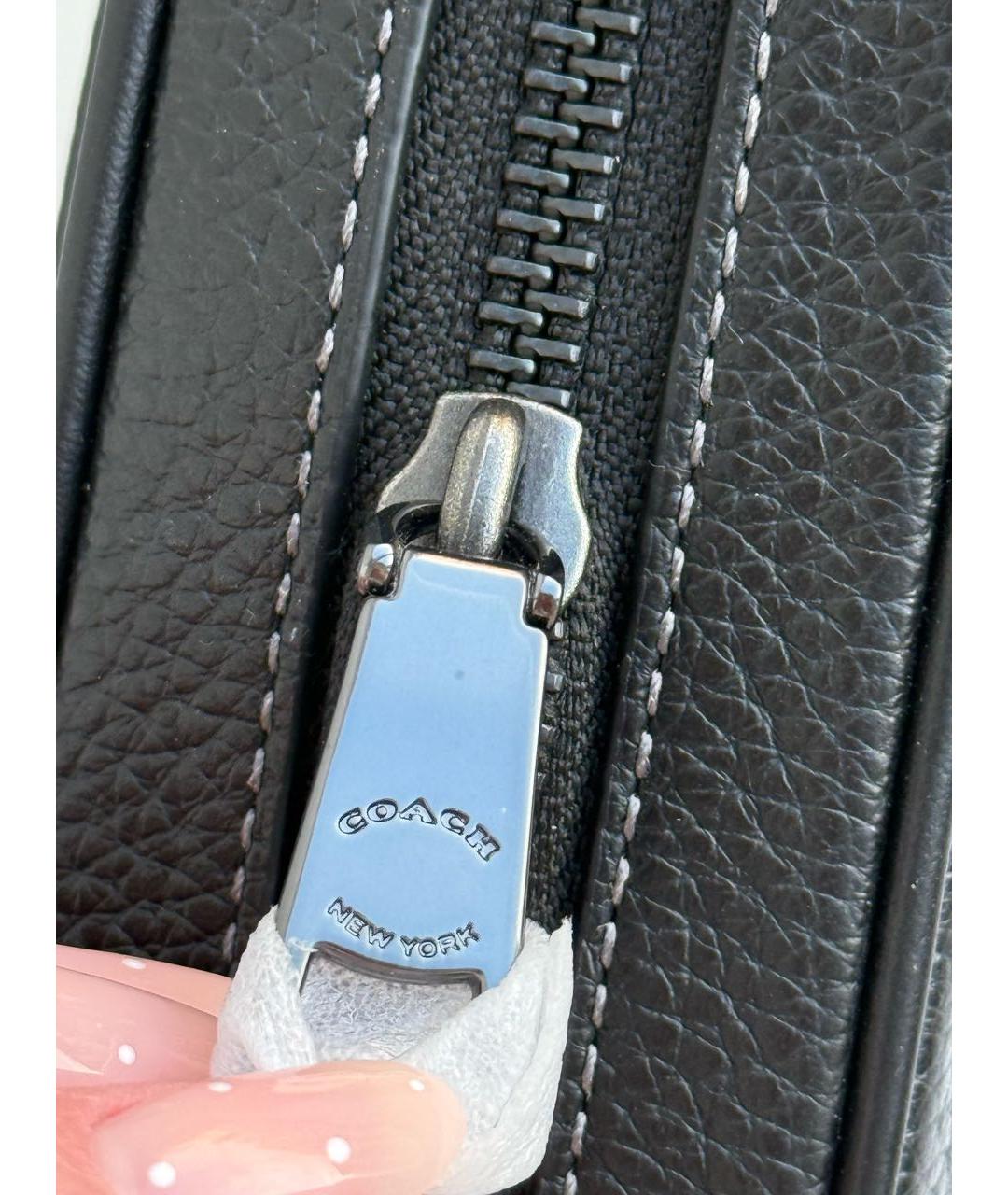 COACH Черная кожаная сумка на плечо, фото 8