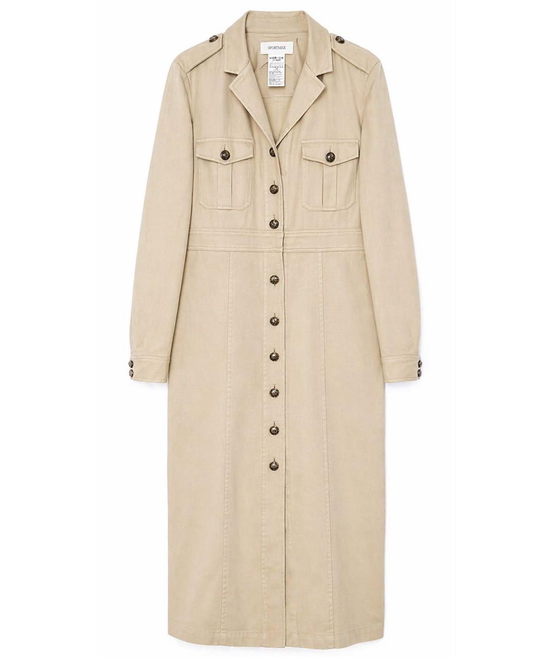 SPORTMAX Бежевое хлопковое повседневное платье, фото 1