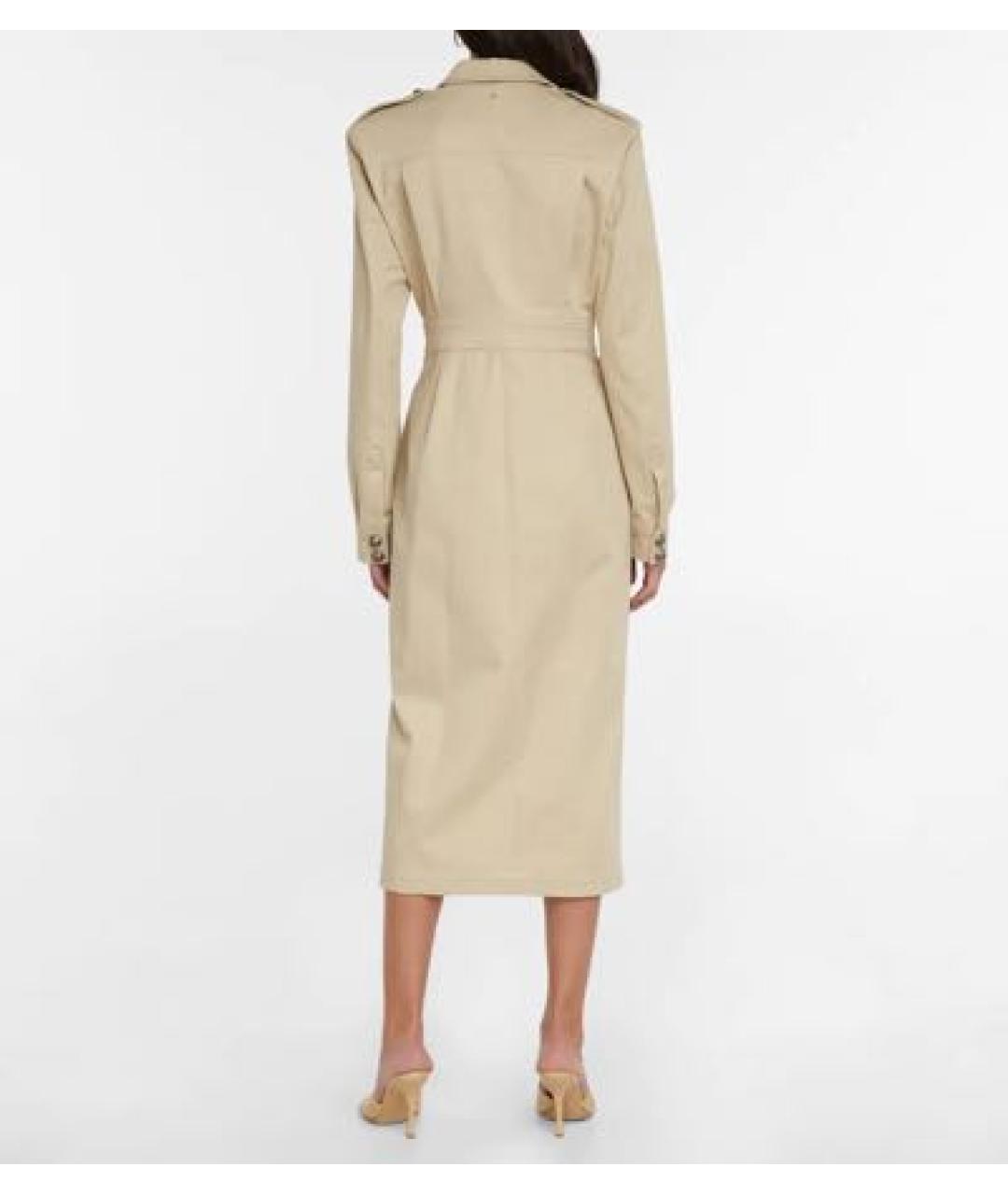 SPORTMAX Бежевое хлопковое повседневное платье, фото 3