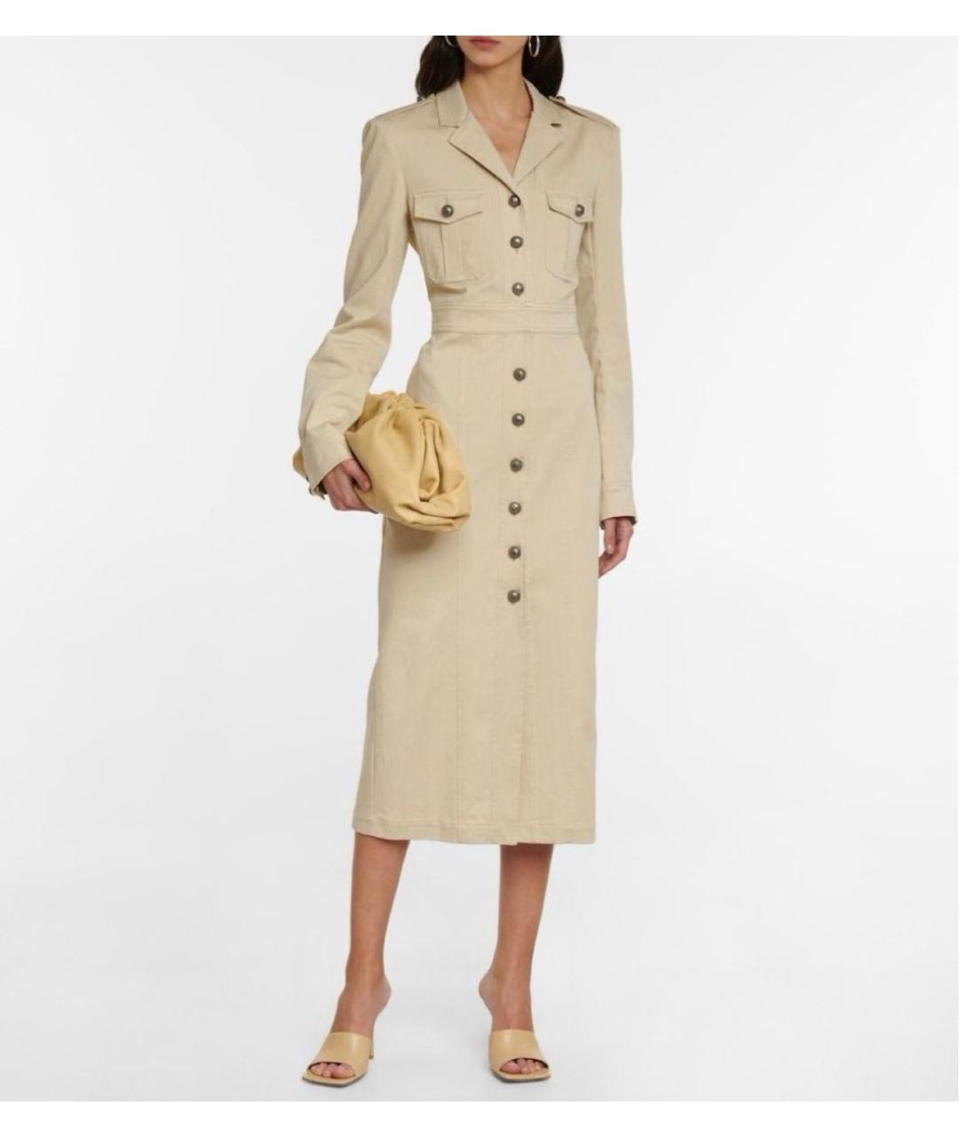 SPORTMAX Бежевое хлопковое повседневное платье, фото 4