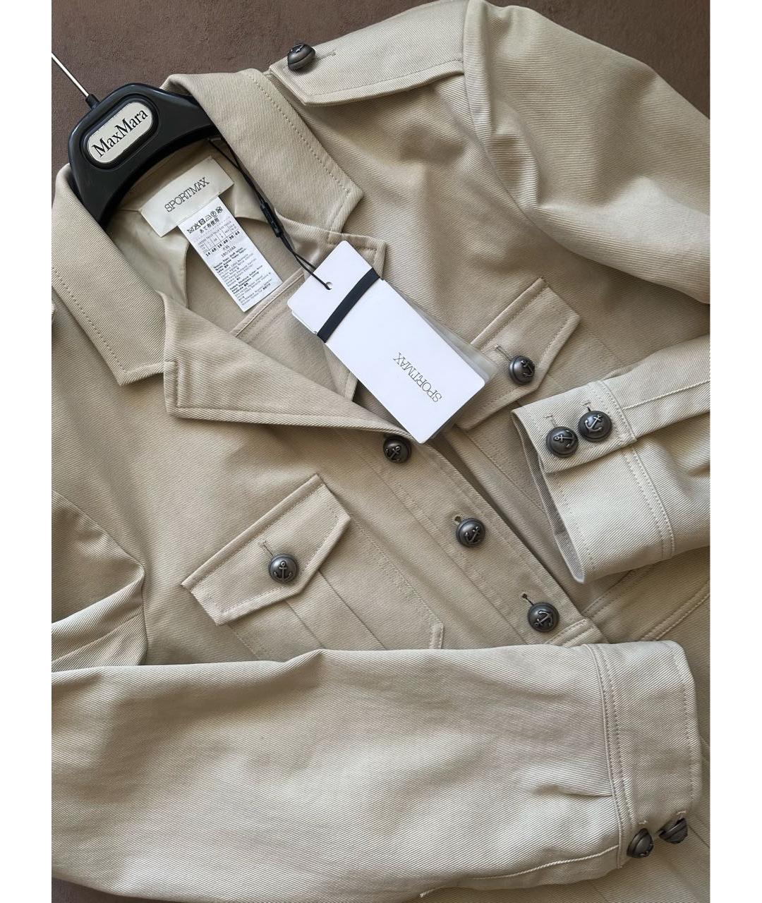 SPORTMAX Бежевое хлопковое повседневное платье, фото 5