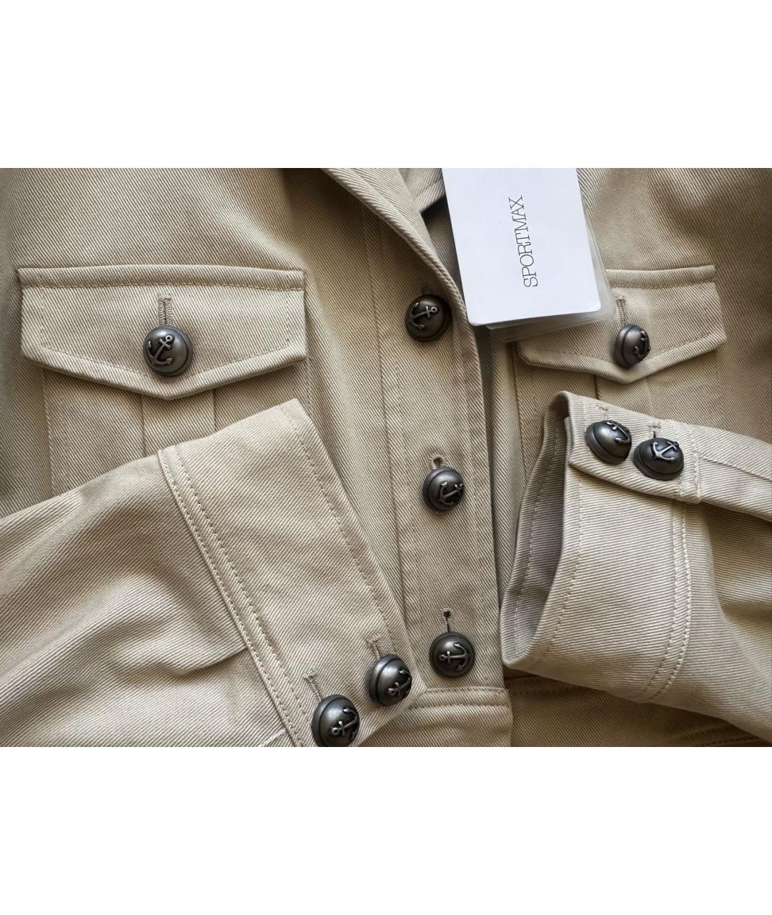 SPORTMAX Бежевое хлопковое повседневное платье, фото 8