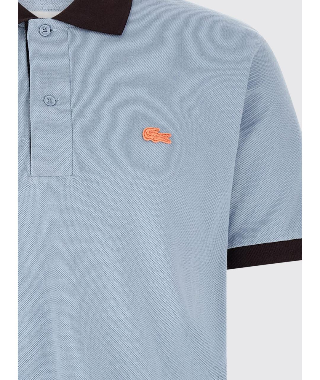 LACOSTE Голубое хлопковое поло с коротким рукавом, фото 4