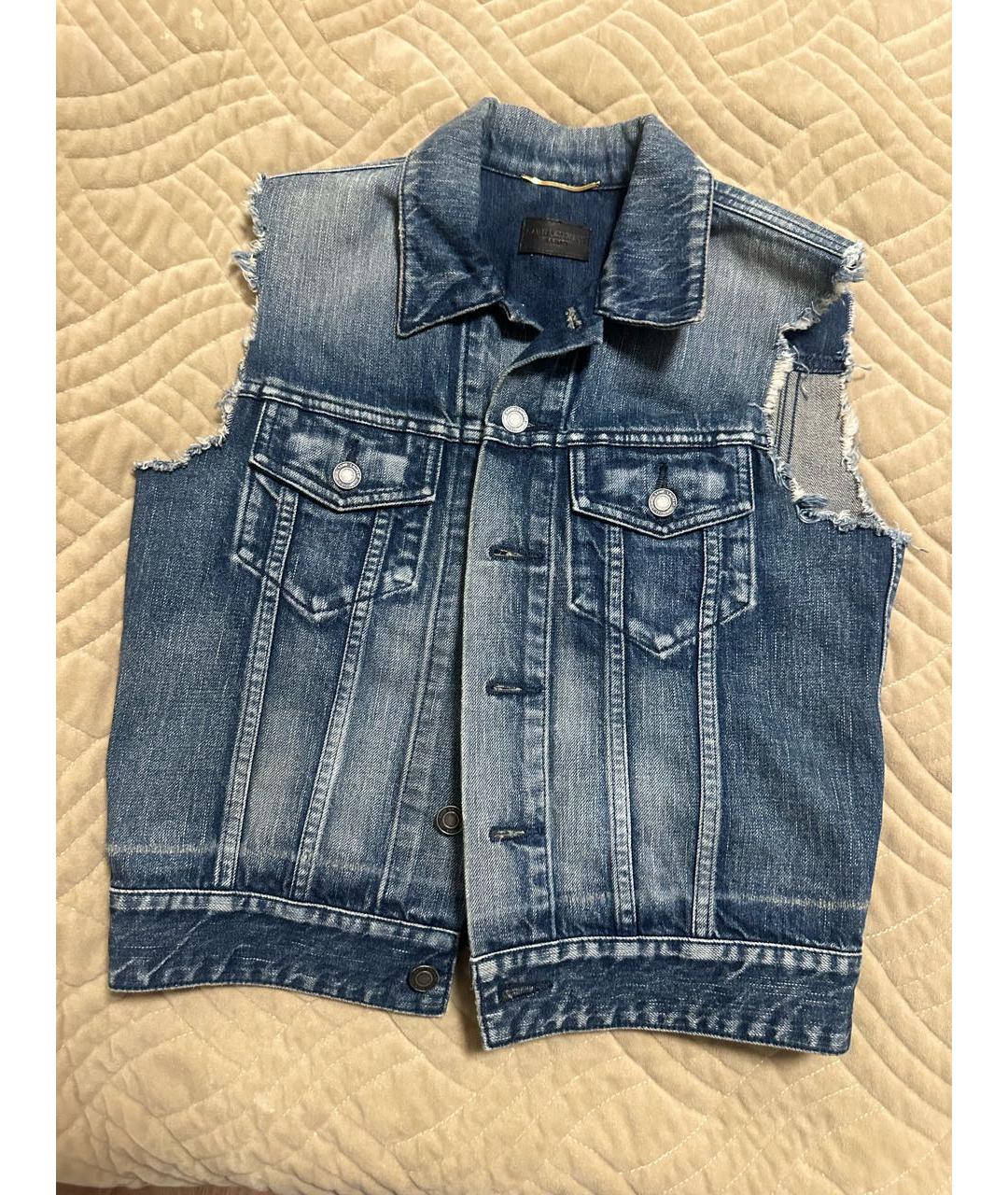 SAINT LAURENT Синяя деним жилетка, фото 4