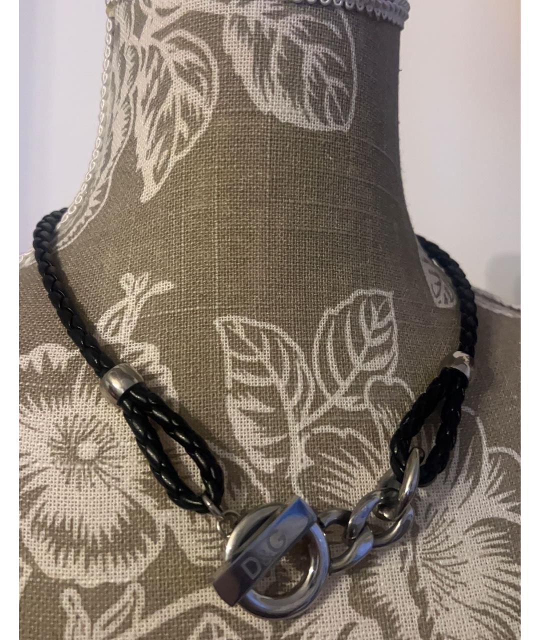 DOLCE&GABBANA Черный кожаный чокер, фото 5