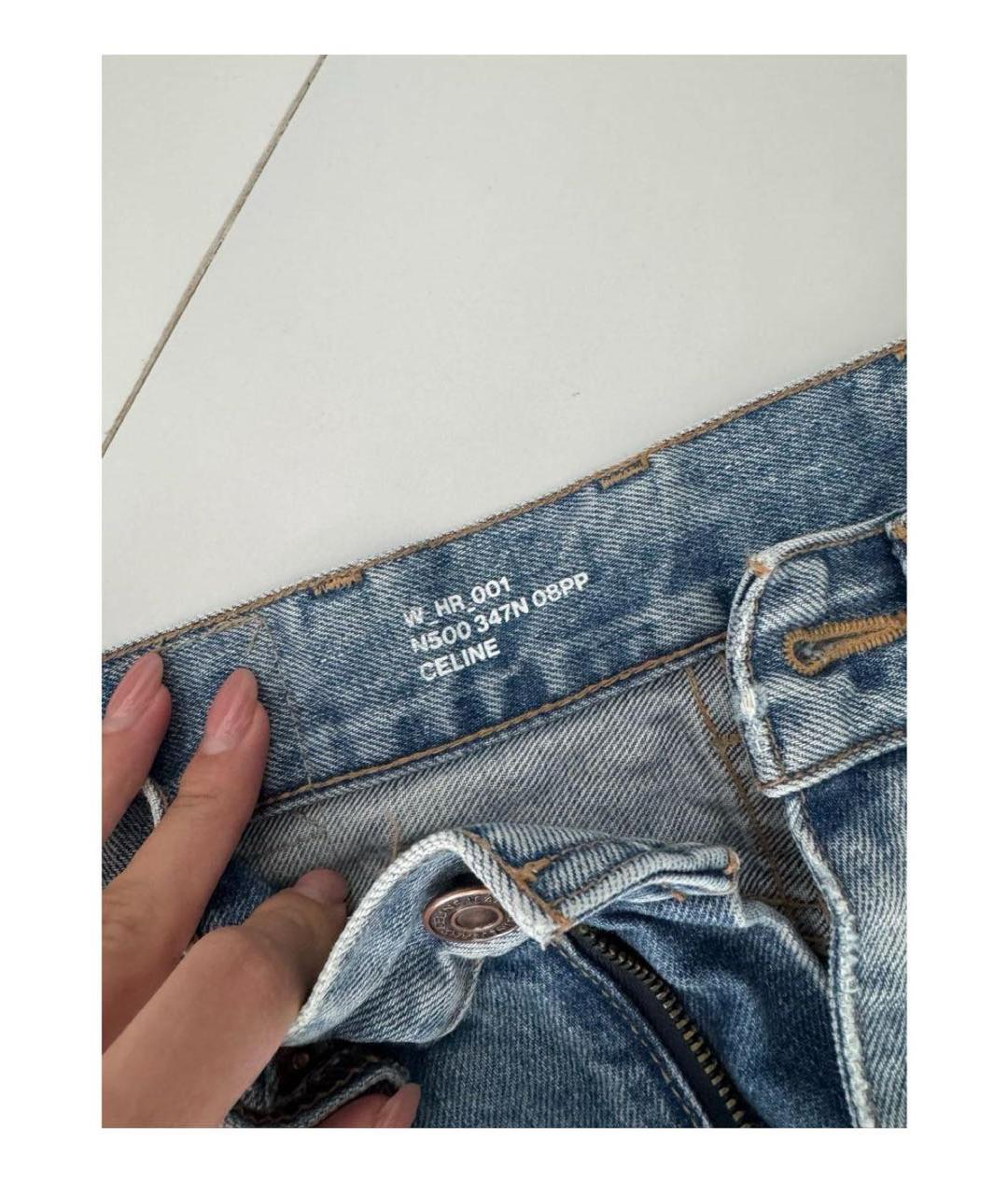 CELINE Голубые хлопковые прямые джинсы, фото 4