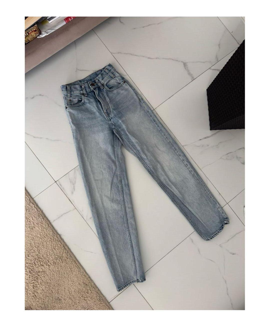 CELINE Голубые хлопковые прямые джинсы, фото 2